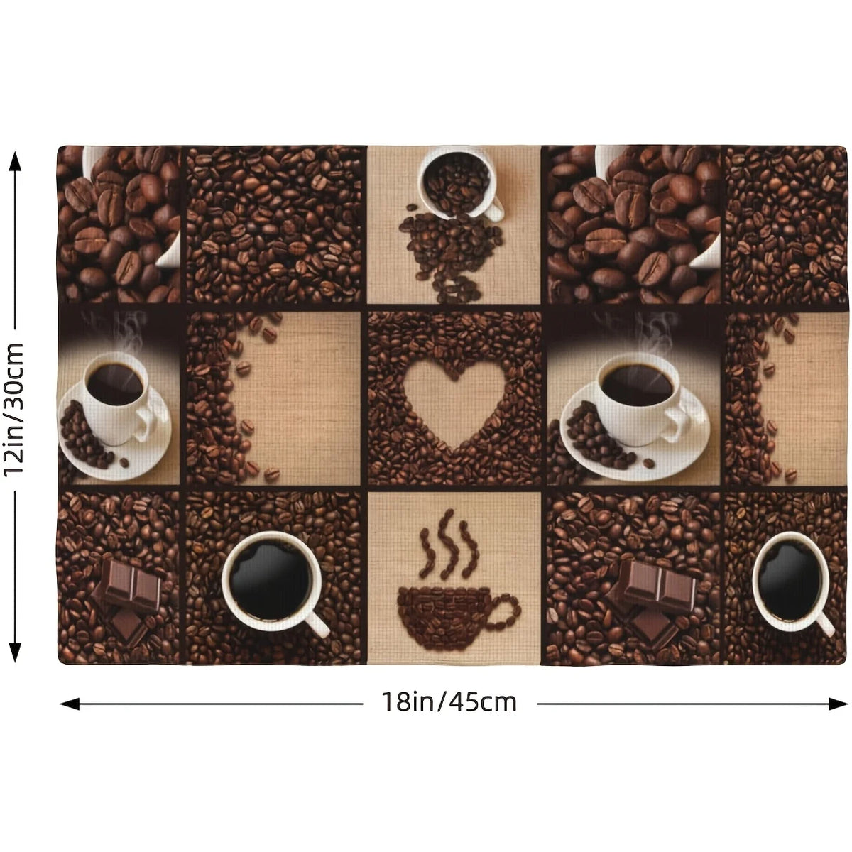 4/6/8pcs Coffee Beans Chocolate Cups Placemats Linen Washable Non Slip Heat Resistant Table Mats for Kitchen Dining Decor