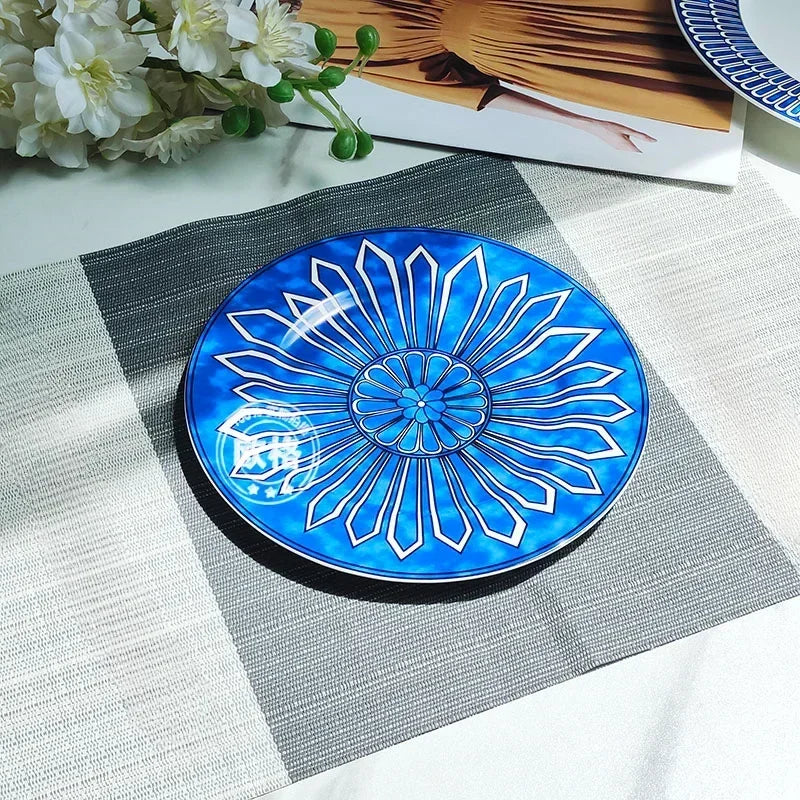 European style simple and luxurious Blue Seal Western dinner plate steak plate decoration afternoon tea Dim sum cake tableware