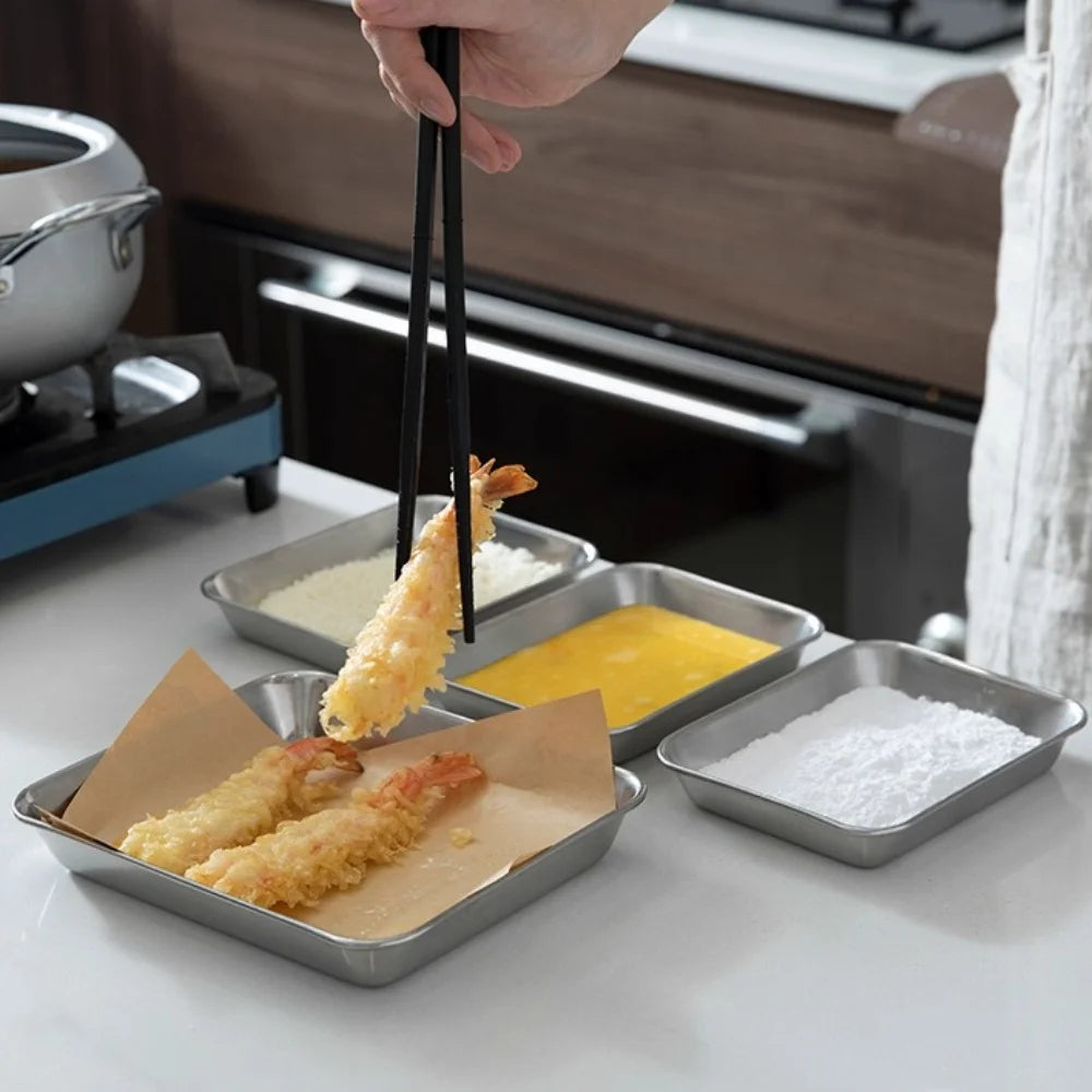 Stainless Steel Breading Pan Oven Safe Stainless Steel Breading Pan Food Prep Trays Set Marinating Meat Baking Kitchen Accessory