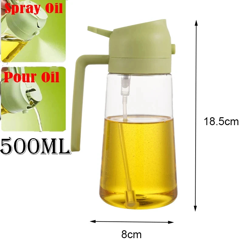 2-in-1 Oil Dispenser & Sprayer 500ML Leakproof Olive Oil Sprayer Bottle for Cooking Spray Airfryer BBQ Camping