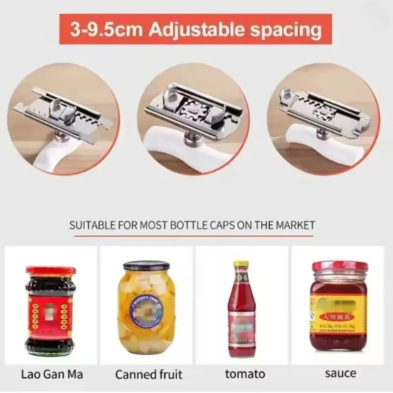 Stainless Steel Can Opener Labor-saving Unscrew Lid Multifunctional Opener Home Adjustable Rotating Bottle Opener Kitchen Tools