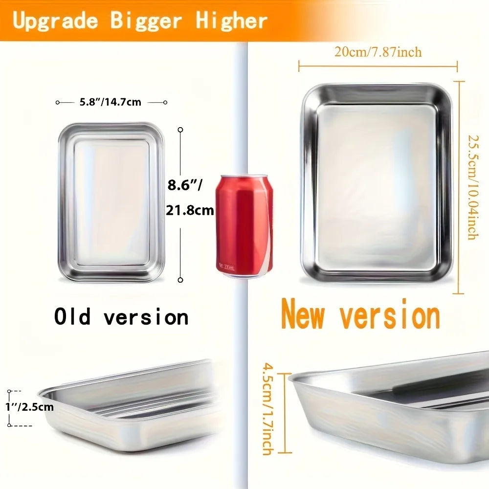 Stainless Steel Breading Pan Oven Safe Stainless Steel Breading Pan Food Prep Trays Set Marinating Meat Baking Kitchen Accessory