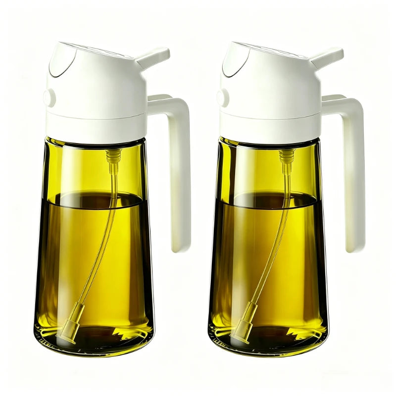 2-in-1 Oil Dispenser & Sprayer 500ML Leakproof Olive Oil Sprayer Bottle for Cooking Spray Airfryer BBQ Camping