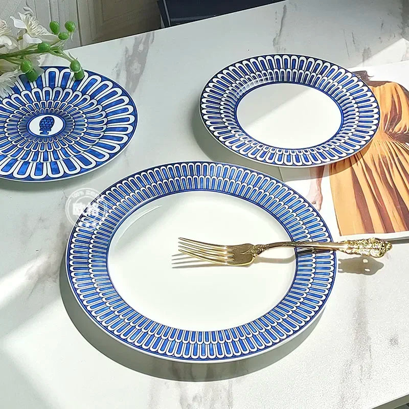 European style simple and luxurious Blue Seal Western dinner plate steak plate decoration afternoon tea Dim sum cake tableware