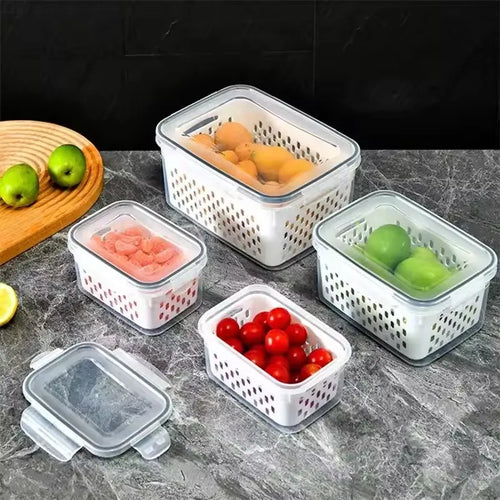 1/3pcs Refrigerator Storage Box Fridge Organizer Fresh Vegetable Fruit Drain Basket Storage Container Pantry Kitchen Organizer