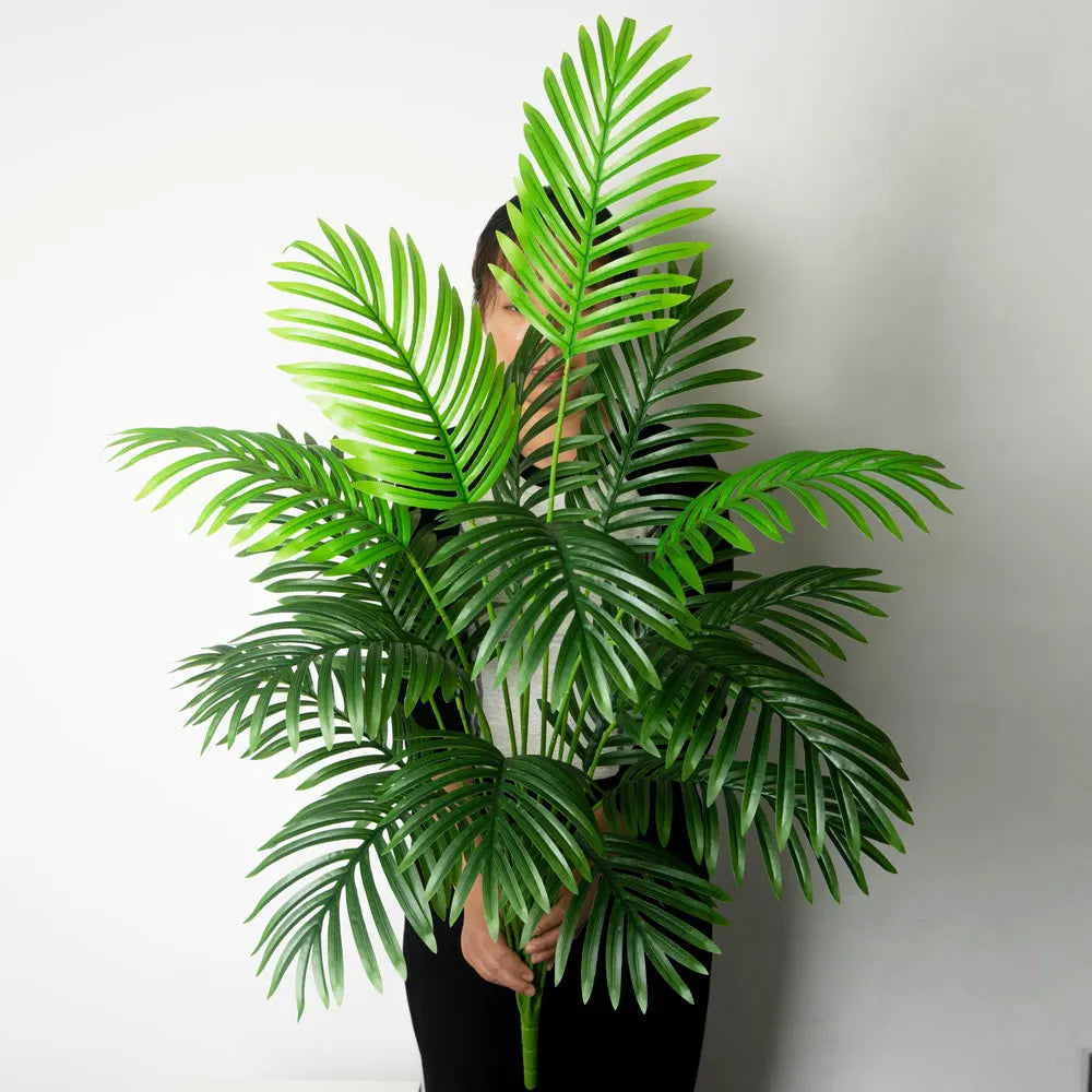 68-113cm Large Artificial Palm Tree Tropical Fake Plants Green Plastic Palm Leafs Big Monstera Tree Branch For Home Garden Decor