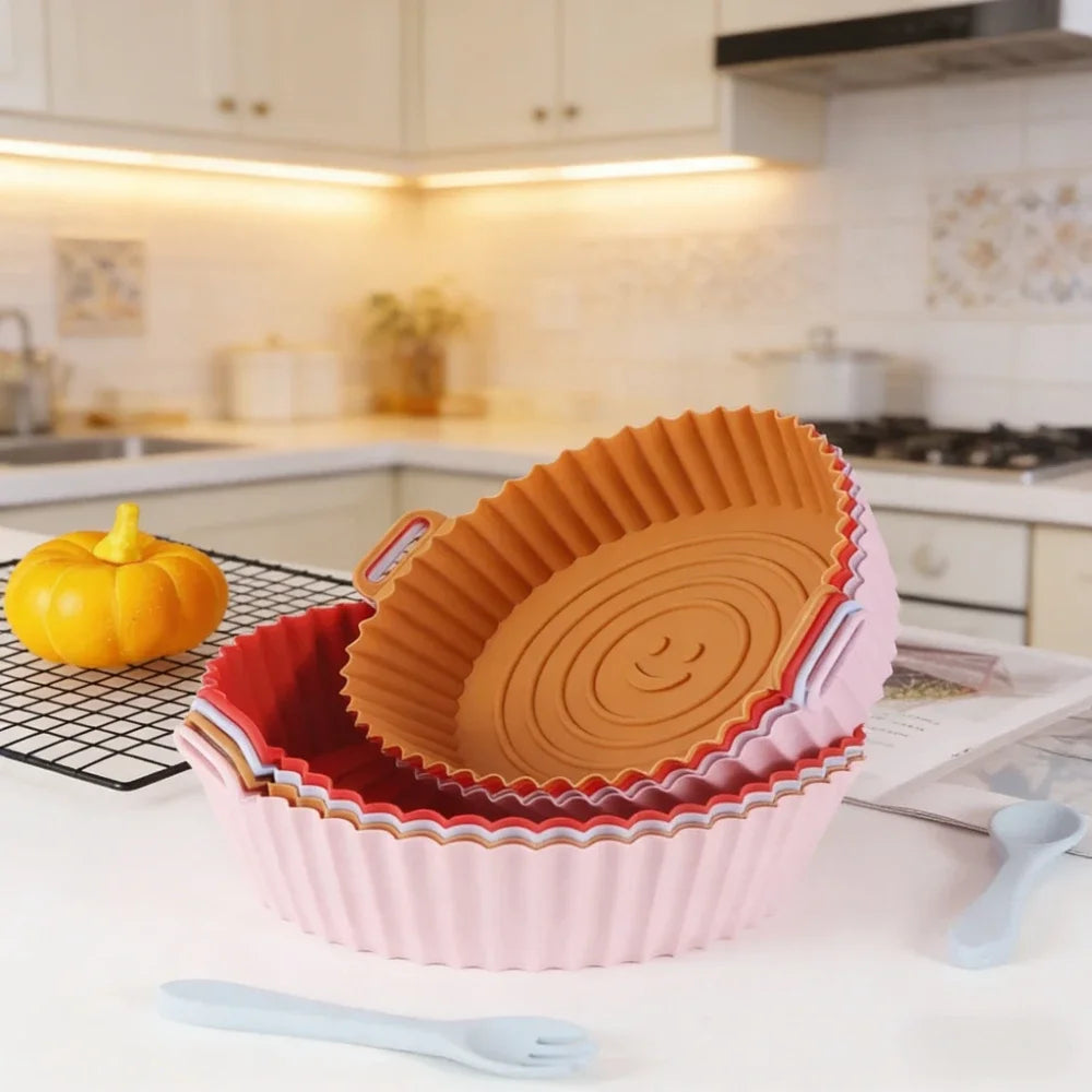 Reusable Silicone Air Fryer Oven Baking Tray Non-stick Liner Pan Accessories Pizza Chicken Kitchen Gadgets