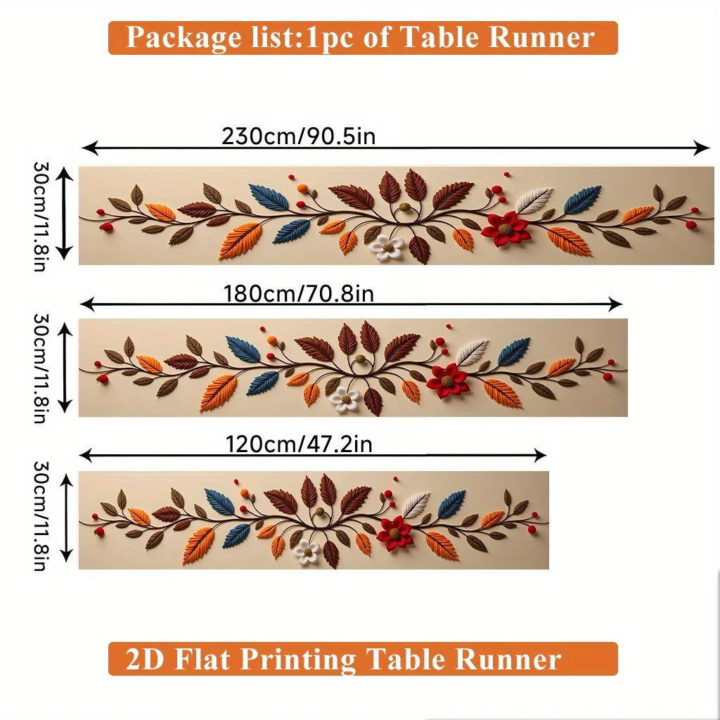 1pc Branches Leaves Flowers Table Runner Holiday Party Decorative Cloth for Home Kitchen Dining Office Living Room Dinner Table