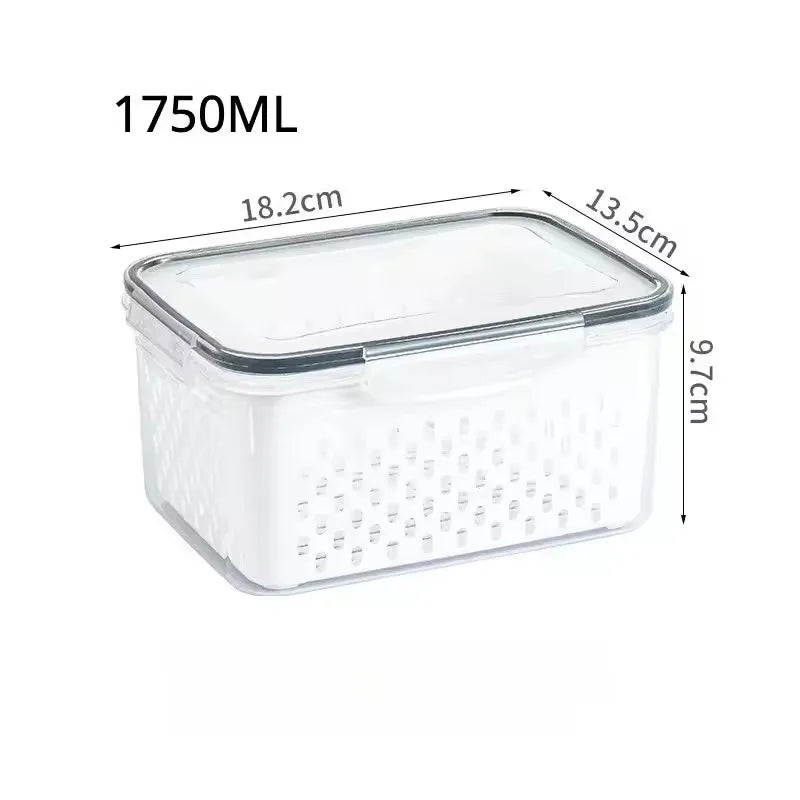 1/3pcs Refrigerator Storage Box Fridge Organizer Fresh Vegetable Fruit Drain Basket Storage Container Pantry Kitchen Organizer