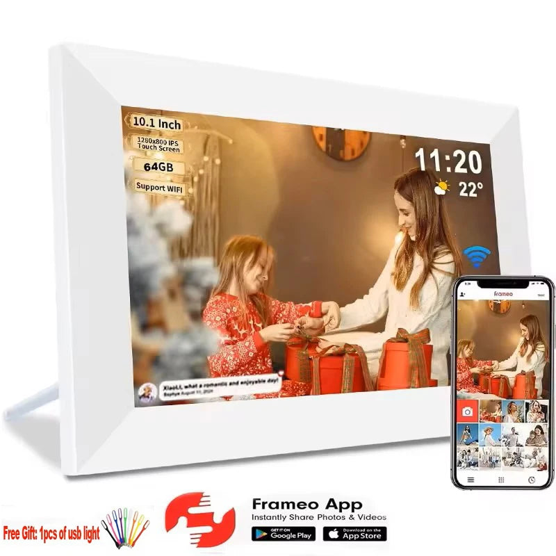 Frameo 10.1 Inch WiFi Digital Photo Frame with Calendar Digital Picture Frame with 1280x800 IPS HD Touch Screen, Good Gift