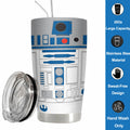 20Oz R2-D2 Robot Print Stainless Steel Vacuum Double Walled Insulated Tumbler with Straw and Lid Keep Cold Hot drink Car Cup