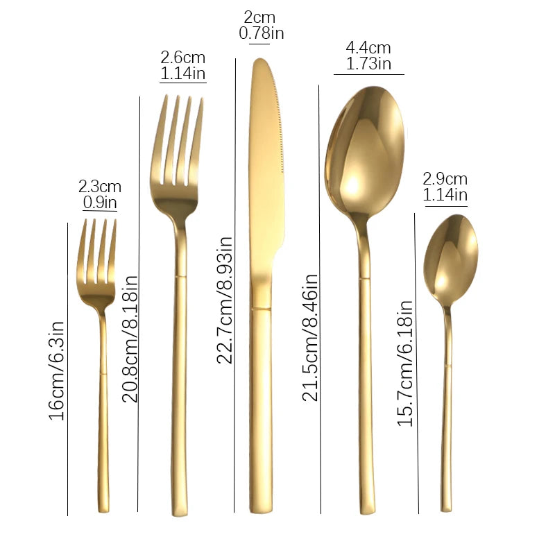 6/30pcs Stainless Steel Cutlery Set, High-End Steak Knife, Fork, Dessert Spoon, Suitable for Restaurant Banquets Parties
