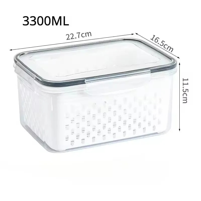 1/3pcs Refrigerator Storage Box Fridge Organizer Fresh Vegetable Fruit Drain Basket Storage Container Pantry Kitchen Organizer