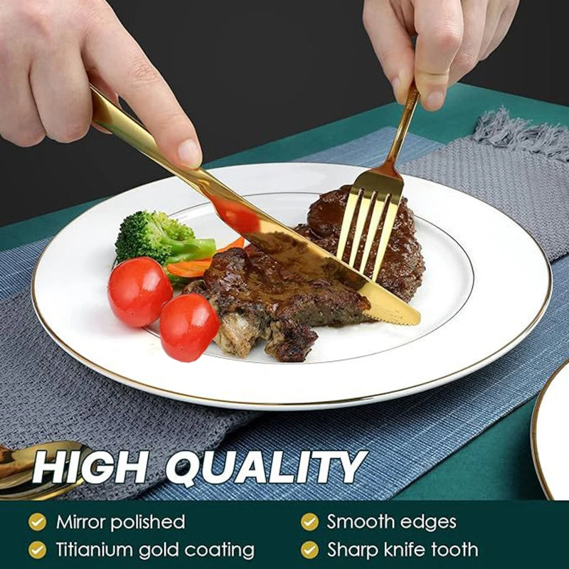 6/30pcs Stainless Steel Tableware Set, Including Knife, Fork, Knife, Tea Fork and Tea Spoon, Suitable for Holiday Parties.