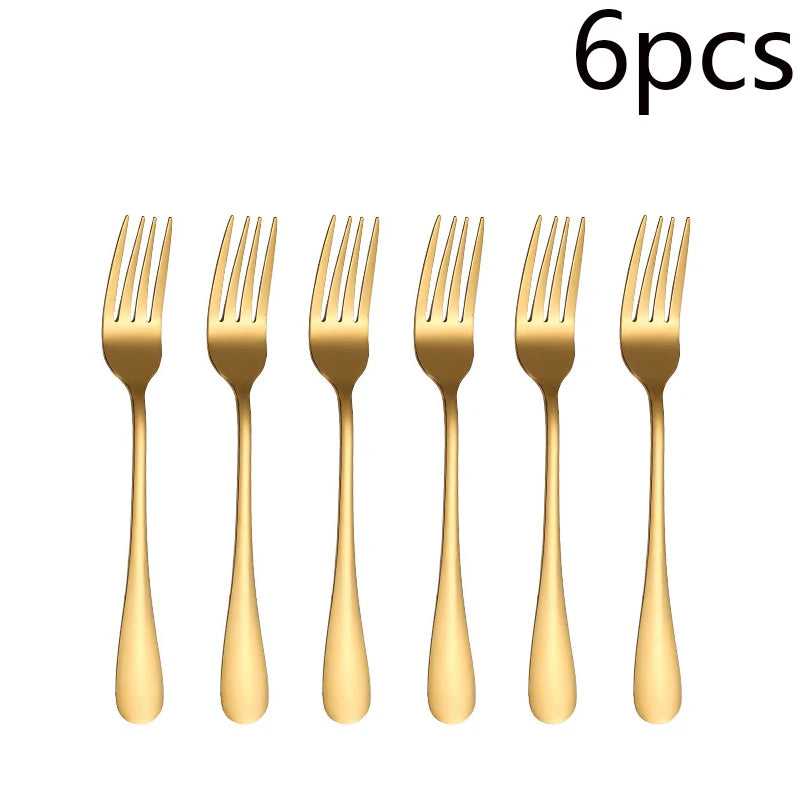 6/30pcs Stainless Steel Tableware Set, Including Knife, Fork, Knife, Tea Fork and Tea Spoon, Suitable for Holiday Parties.