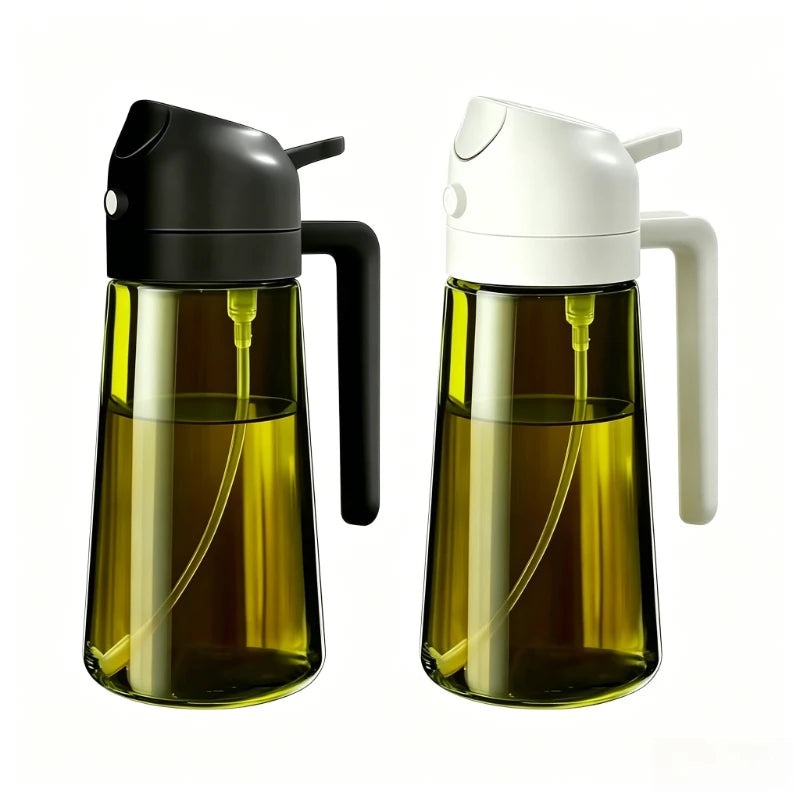 2-in-1 Oil Dispenser & Sprayer 500ML Leakproof Olive Oil Sprayer Bottle for Cooking Spray Airfryer BBQ Camping