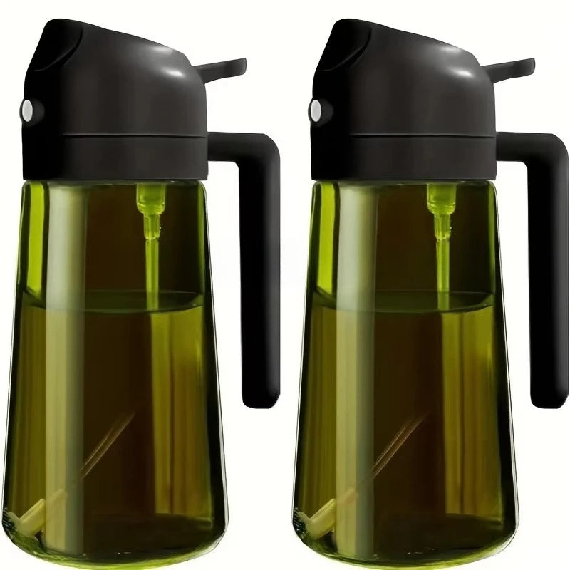 2-in-1 Oil Dispenser & Sprayer 500ML Leakproof Olive Oil Sprayer Bottle for Cooking Spray Airfryer BBQ Camping